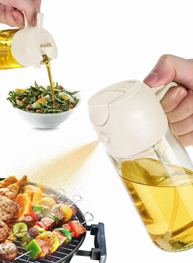 كويزين أرت زجاجة زيت فنية من زجاج صودا لايم مع بخاخ وصب 420 مل